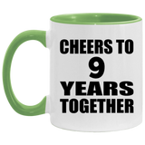 9th Anniversary Cheers To 9 Years Together - 11oz Accent Mug Green