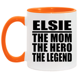 Elsie The Mom The Hero The Legend - 11oz Accent Mug Orange
