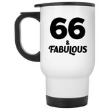 66th Birthday 66 & Fabulous - White Travel Mug
