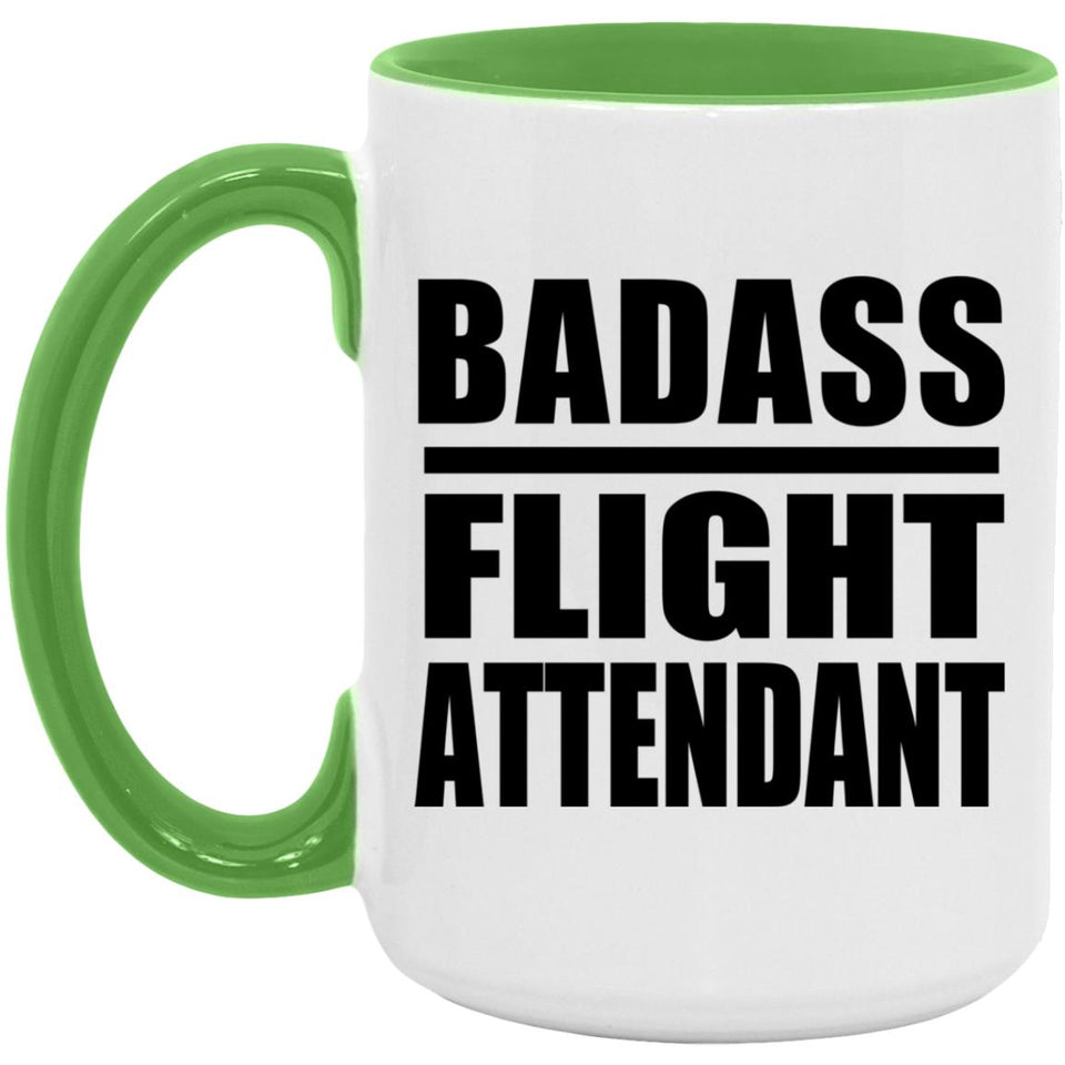 Badass Flight Attendant - 15oz Accent Mug Green