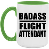 Badass Flight Attendant - 15oz Accent Mug Green