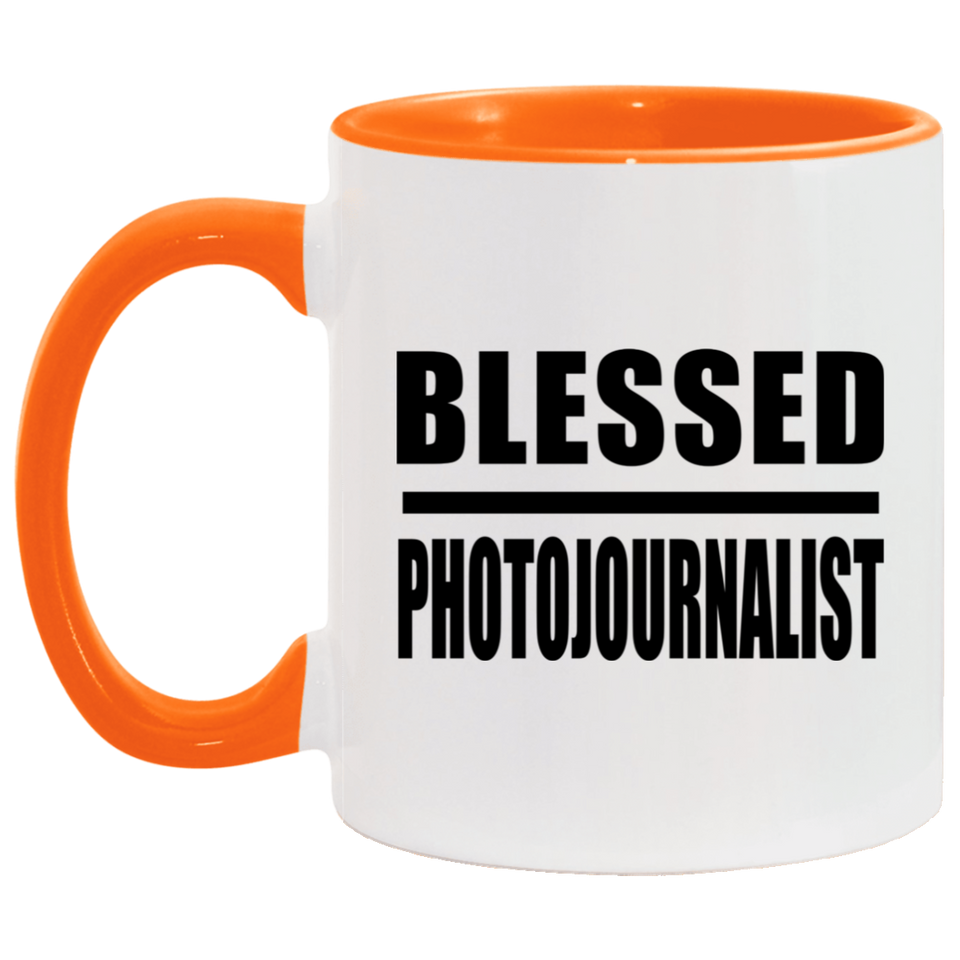Blessed Photojournalist - 11oz Accent Mug Orange