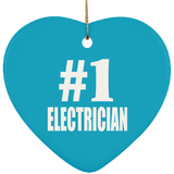 Number One #1 Electrician - Heart Ornament