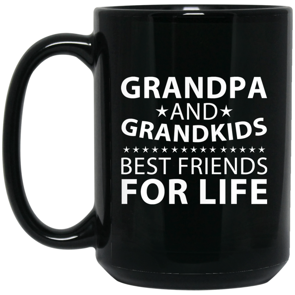 Grandpa and Grandkids, Best Friends For Life - 15 Oz Coffee Mug Black