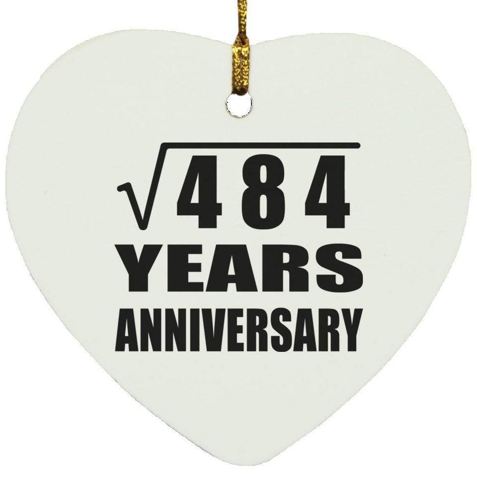 22nd Anniversary Square Root of 484 Years Anniversary - Heart Ornament