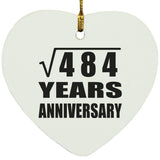 22nd Anniversary Square Root of 484 Years Anniversary - Heart Ornament