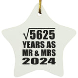 75th Anniversary Square Root of 5625 Years As Mr & Mrs 2024 - Star Ornament