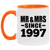 27th Anniversary Mr & Mrs Since 1997 - 11oz Accent Mug Orange