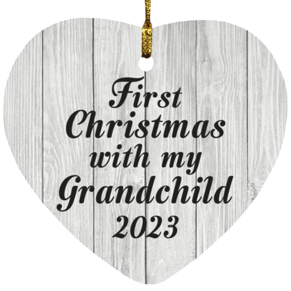 First Christmas With My Grandchild 2023 - Heart Ornament F