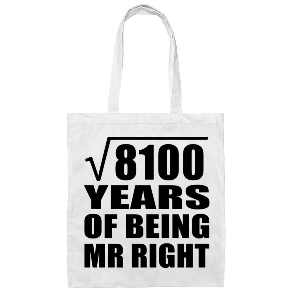 90th Anniversary Square Root of 8100 Years of Being Mr Right - Tote Bag White