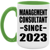 Management Consultant Since 2023 - 15oz Accent Mug Green