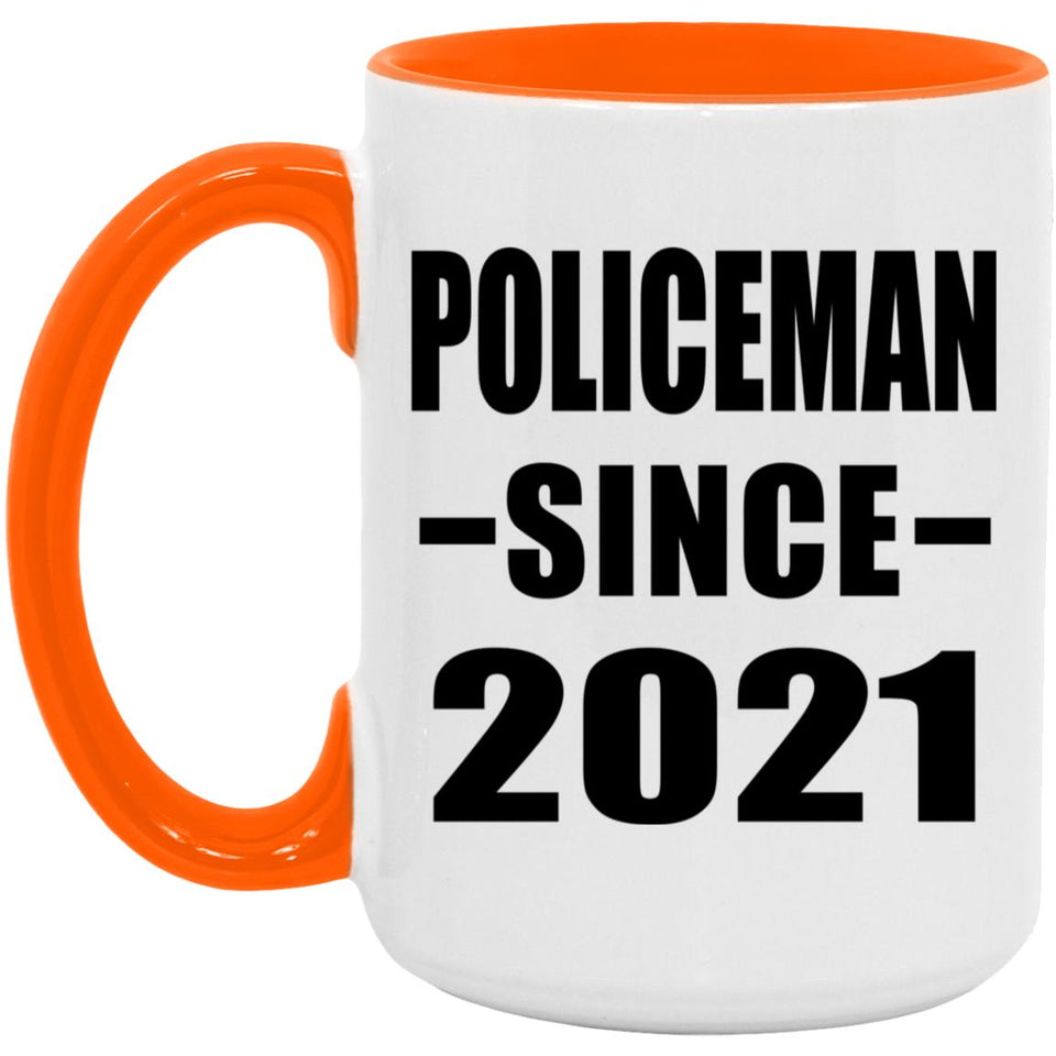 Policeman Since 2021 - 15oz Accent Mug Orange
