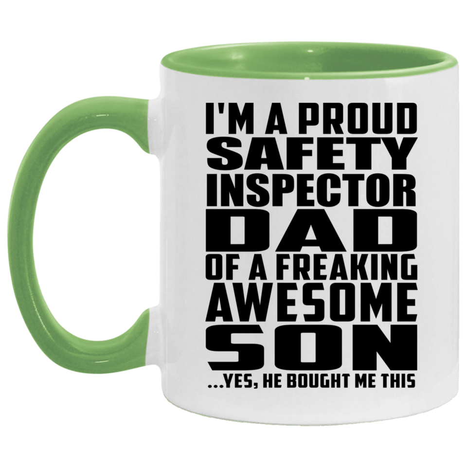 Proud Safety Inspector Dad Of Awesome Son - 11oz Accent Mug Green