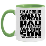 Proud Safety Inspector Dad Of Awesome Son - 11oz Accent Mug Green