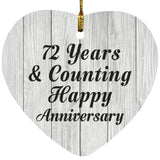Happy 72nd Anniversary 72 Years & Counting - Heart Ornament F