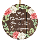 First Christmas As Mr & Mrs Cunningham - Circle Ornament A