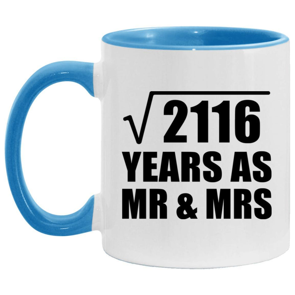 46th Anniversary Square Root of 2116 Years As Mr & Mrs - 11oz Accent Mug Blue