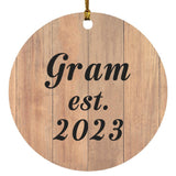 Gram Established EST. 2023 - Circle Ornament C
