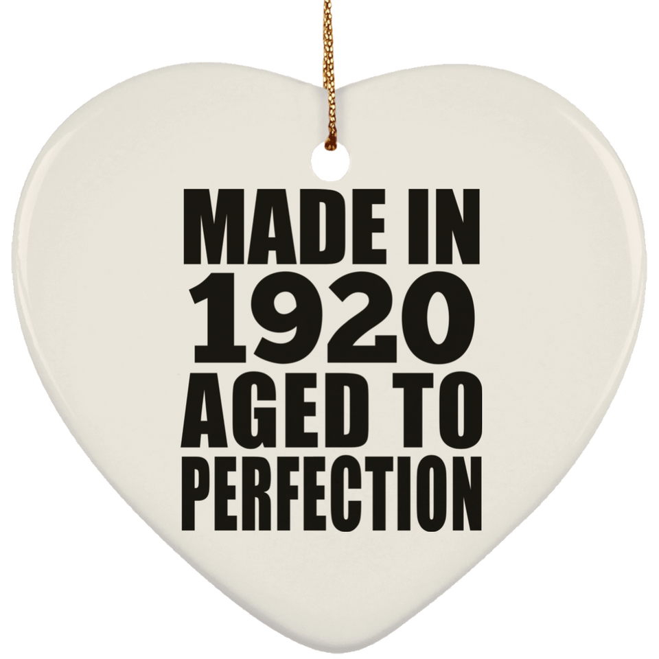 104th Birthday Made In 1920 Aged to Perfection - Heart Ornament