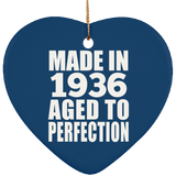 88th Birthday Made In 1936 Aged to Perfection - Heart Ornament