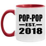 Pop-Pop Established EST. 2018 - 11oz Accent Mug Red