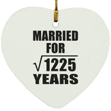 35th Anniversary Married For Square Root of 1225 Years - Heart Ornament