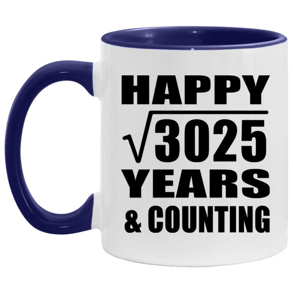 Happy 55th Anniversary Square Root of 3025 Years & Counting - 11oz Accent Mug Purple