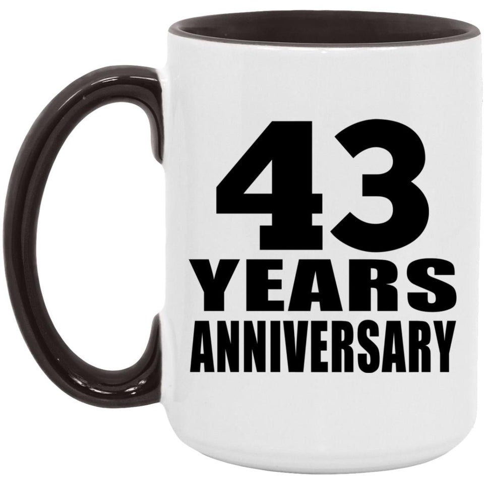 43rd Anniversary 43 Years Anniversary - 15oz Accent Mug Black