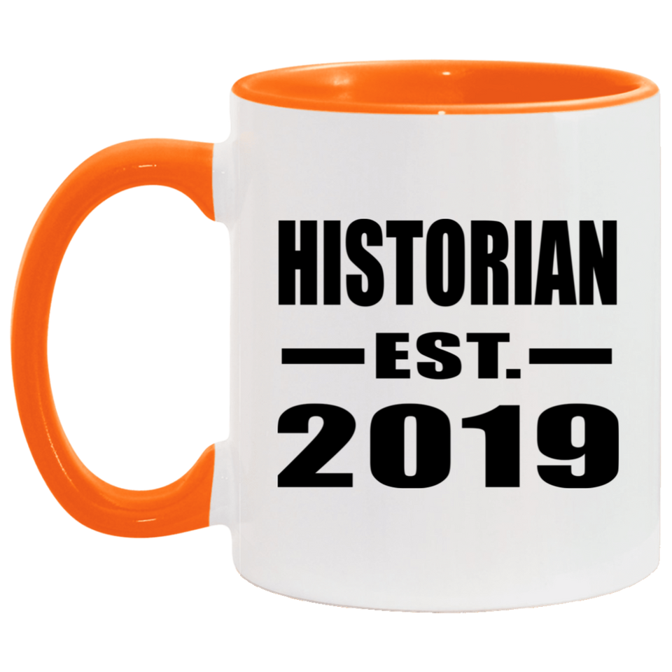 Historian Established EST. 2019 - 11oz Accent Mug Orange