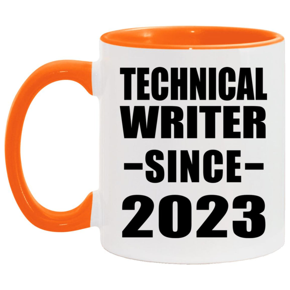 Technical Writer Since 2023 - 11oz Accent Mug Orange