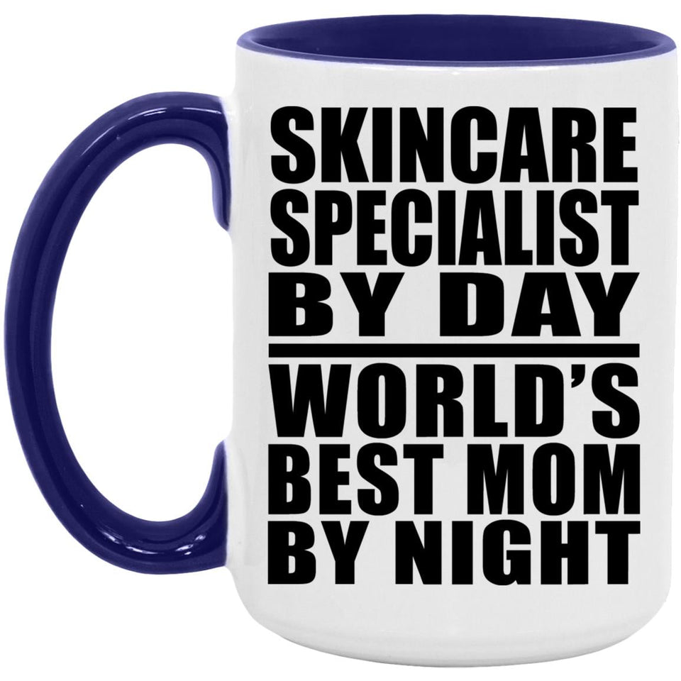 Skincare Specialist By Day World's Best Mom By Night - 15oz Accent Mug Purple