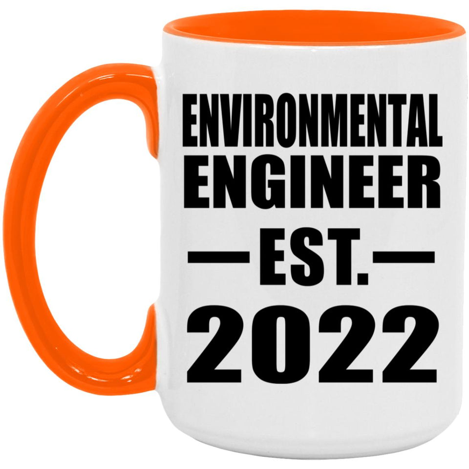 Environmental Engineer Established EST. 2022 - 15oz Accent Mug Orange