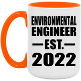 Environmental Engineer Established EST. 2022 - 15oz Accent Mug Orange