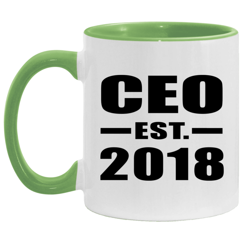 CEO Established EST. 2018 - 11oz Accent Mug Green
