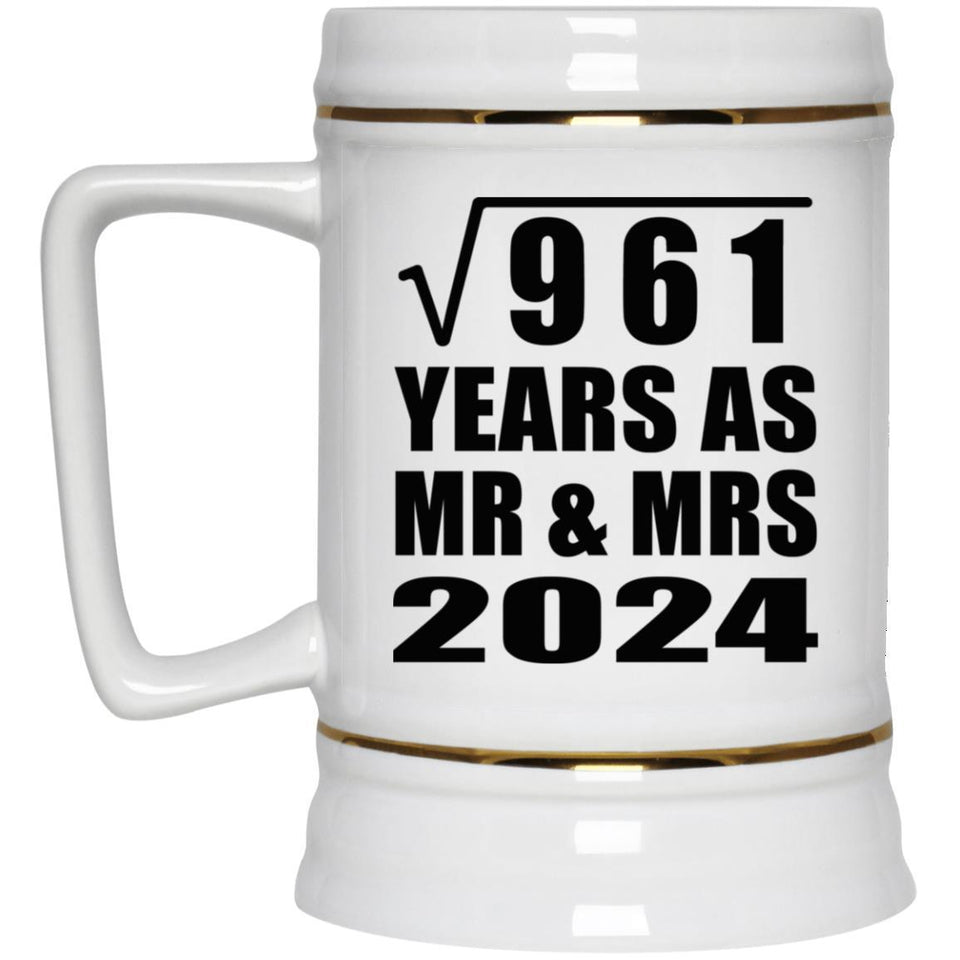 31st Anniversary Square Root of 961 Years As Mr & Mrs 2024 - Beer Stein