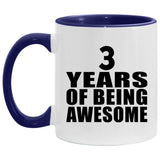 3rd Birthday 3 Years Of Awesome - 11oz Accent Mug Purple