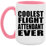 Coolest Flight Attendant Ever - 15oz Accent Mug Pink