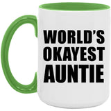 World's Okayest Auntie - 15oz Accent Mug Green