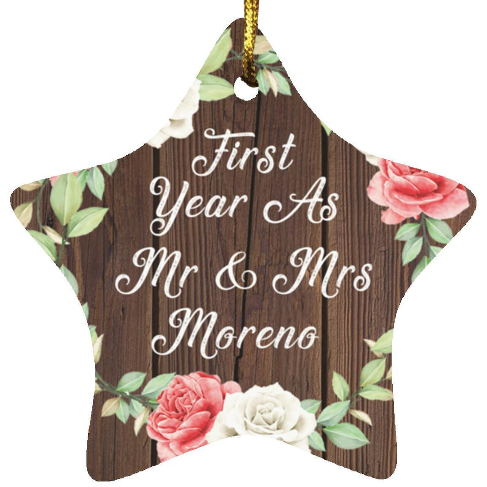 First Year As Mr & Mrs Moreno - Star Ornament A