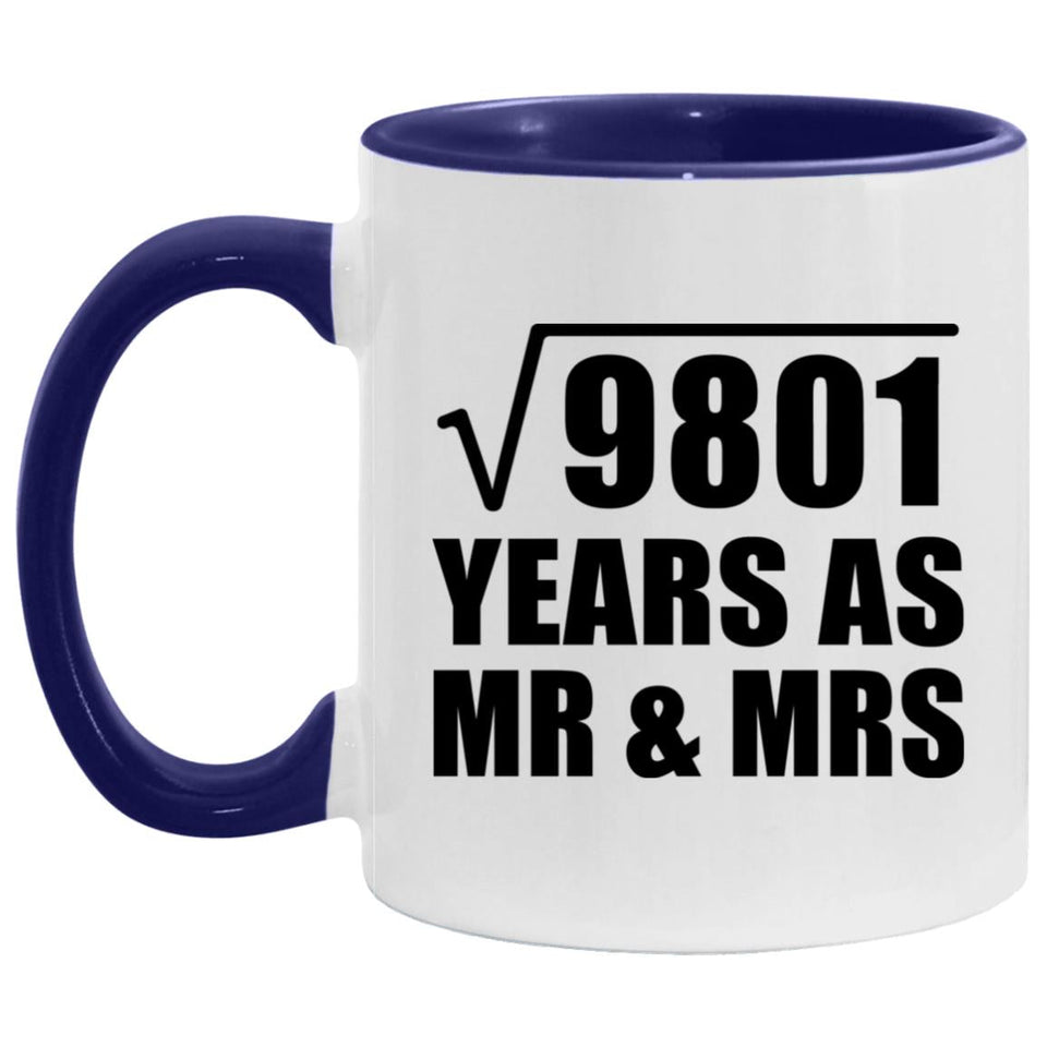 99th Anniversary Square Root of 9801 Years As Mr & Mrs - 11oz Accent Mug Purple