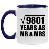 99th Anniversary Square Root of 9801 Years As Mr & Mrs - 11oz Accent Mug Purple