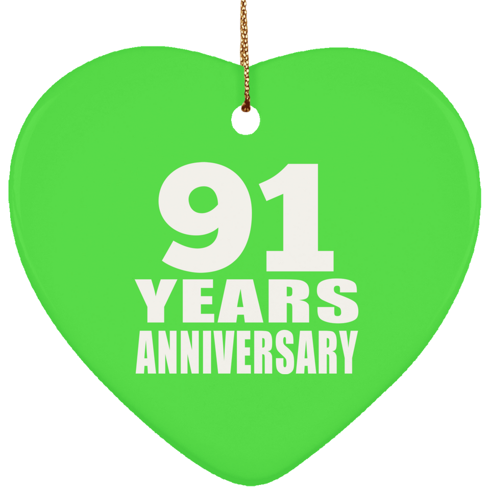 91st Anniversary 91 Years - Heart Ornament