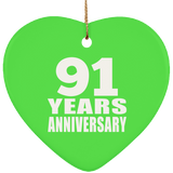 91st Anniversary 91 Years - Heart Ornament