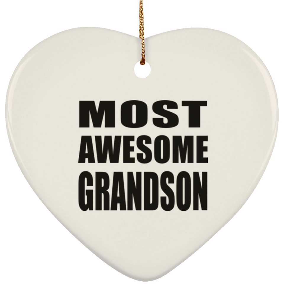 Most Awesome Grandson - Heart Ornament