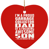 Proud Garbage Collector Dad Of Awesome Son - Heart Ornament