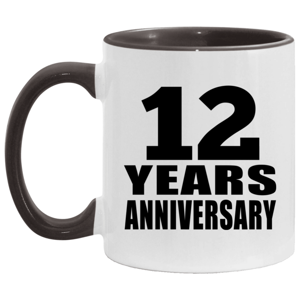 12th Anniversary 12 Years - 11oz Accent Mug Black