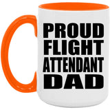 Proud Flight Attendant Dad - 15oz Accent Mug Orange