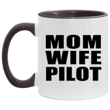 Mom Wife Pilot - 11oz Accent Mug Black