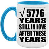 76th Anniversary Square Root of 5776 Years Still In Love - 15oz Accent Mug Blue