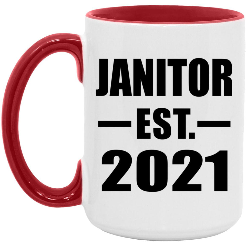 Janitor Established EST. 2021 - 15oz Accent Mug Red